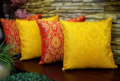 Silk Brocade Fabric Gold,Green,Red &amp; Yellow BRO132[6]