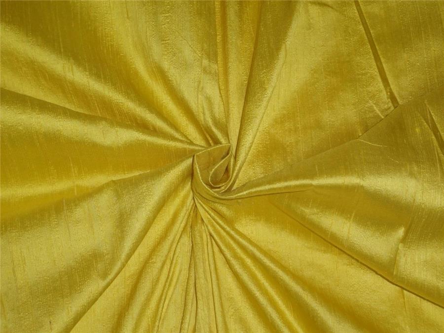 100% PURE SILK DUPION FABRIC YELLOW colour 54&quot; wide WITH SLUBS MM44[3]