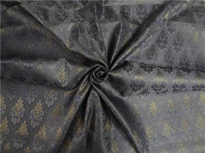 SPUN BROCADE FABRIC GOLD,GREY &amp; BLUE COLOUR 44" WIDE BRO388[2]