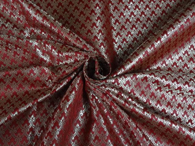 SILK BROCADE fabric RED METALLIC GOLD colour 44" wide BRO399[2]