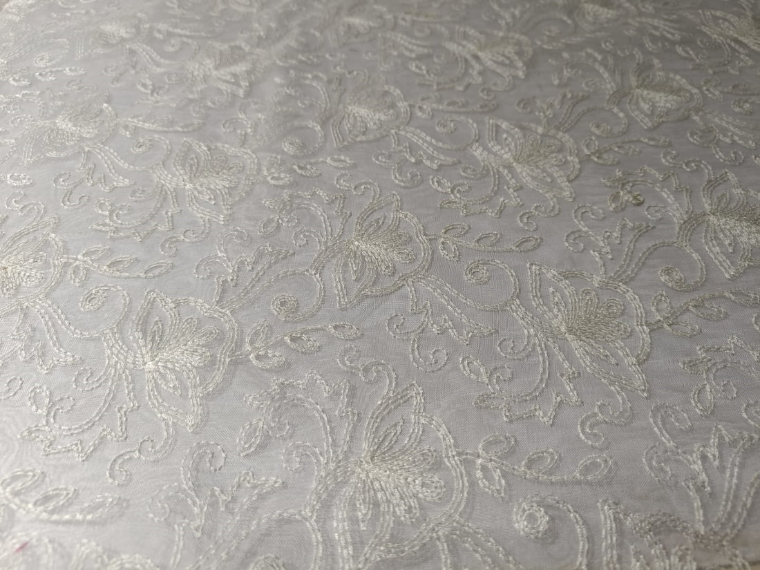 100% silk organza embroidery fabric 44&quot; by the yard