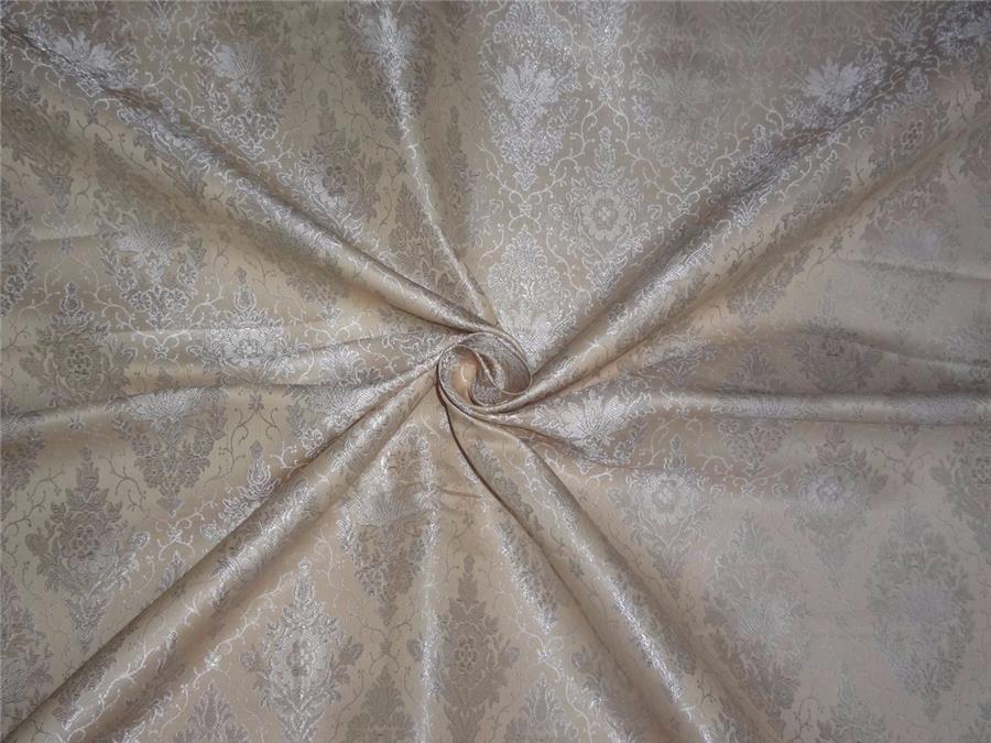 BROCADE~WIDTH 44 ~BUTTER CREAM X METALLIC SILVER COLOUR