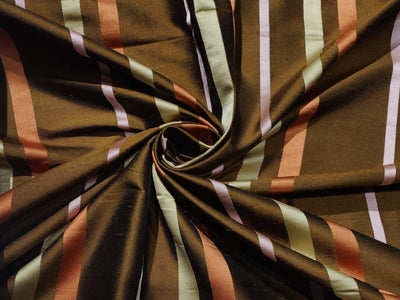 Silk Dupioni Fabric stripe brown ,peach ,cream,pink  54" wide DUPS59[5]