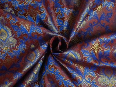 SILK BROCADE ROYAL BLUE,RED,METALLIC GOLD