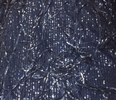 Navy blue net with sequins 60&quot; wide