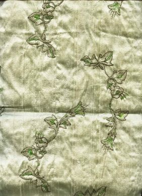 Silk Dupioni 44&quot;~lime green beaded embroidery