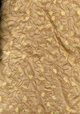 silk dupioni fabric caramel gold heavy embroidery 54" wide