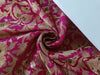 Silk Brocade King Khab [kings dream] fabric hot pink, nude pink, green and metallic gold color 36" wide BRO868[2]