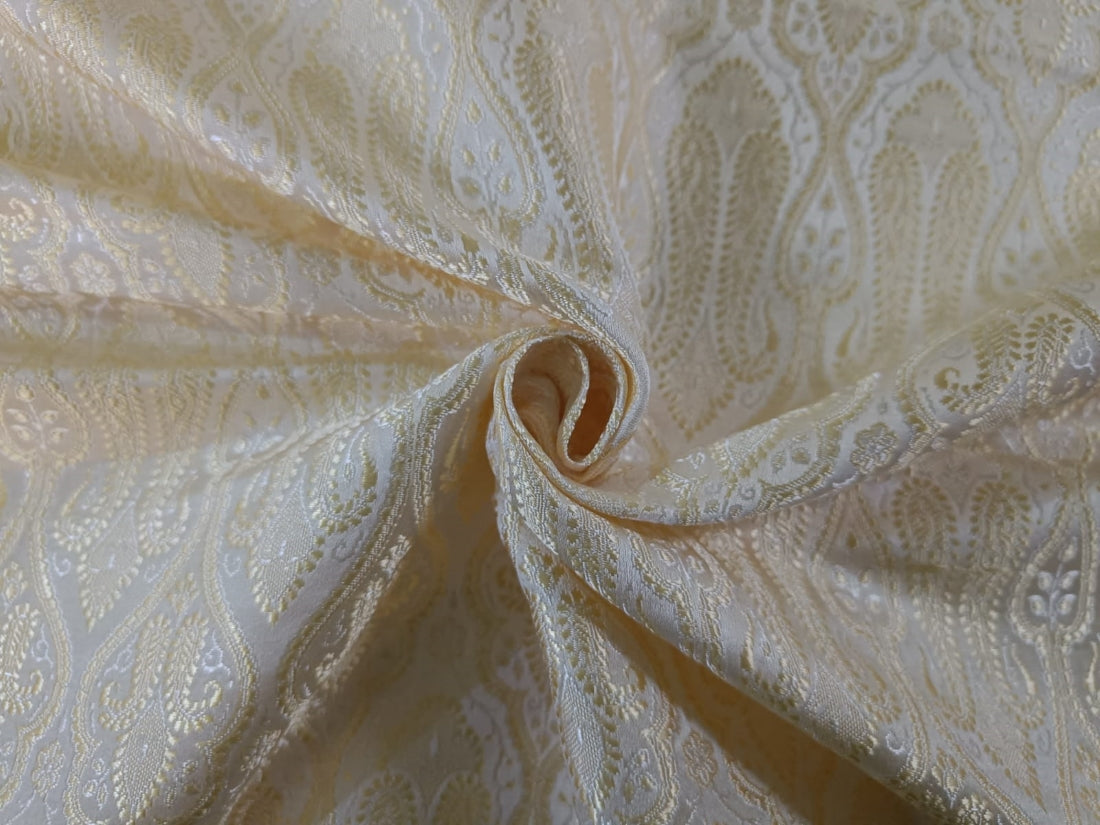 Silk brocade butter  gold  paisley 44" BRO35[4] single length 1.55 yards