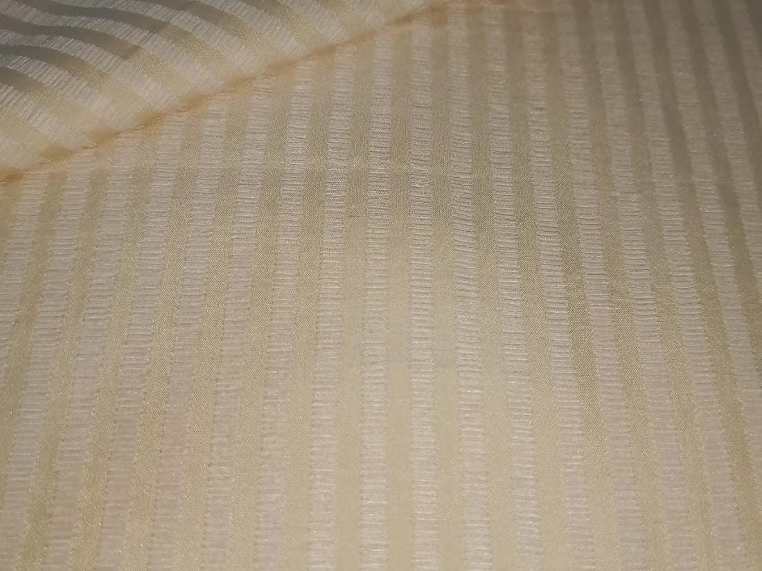 100% Pure Silk dupion cream seersucker stripe Fabric 44" wide DUPS70
