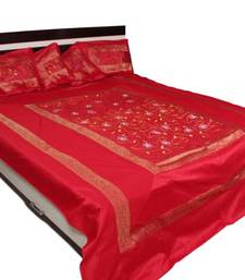 silk BROCADE FABRIC Light Gold,Ivory &amp; Red 44&quot;BRO351[4]