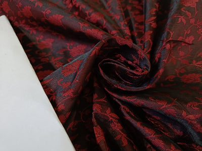 Silk Brocade fabric available  in three colors BLACK/ BLACK BROWN WITH RED/ BLACK WITH RED BRO69