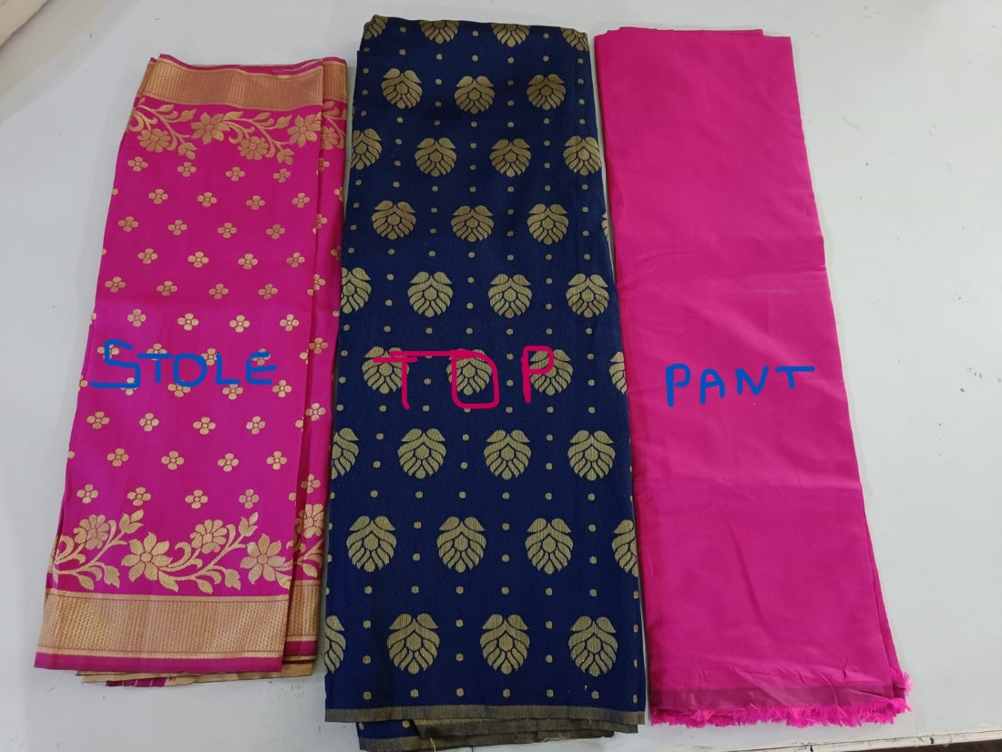 INDIAN SUIT set- TOP+PANT+STOLE fabric available in 2 styles