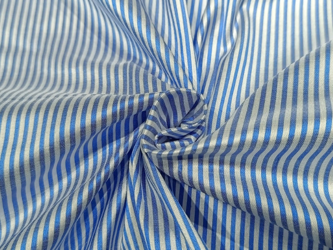 100% SILK dupion  blue/white Colour stripe Dupioni fabric  DUP#S9[1]