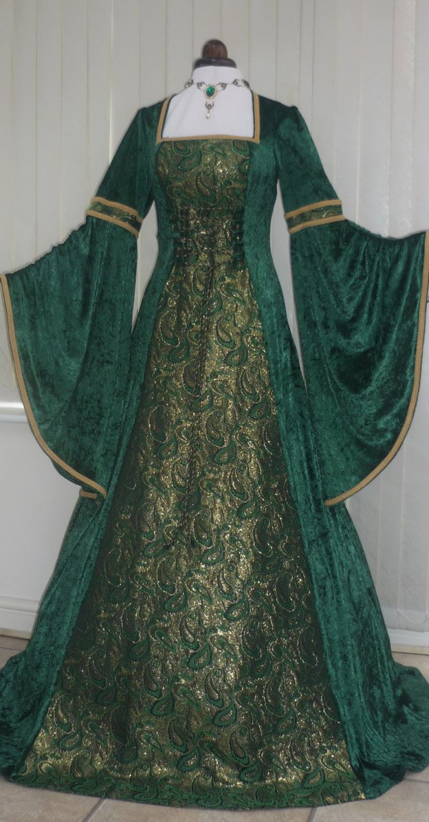 Silk Brocade fabric Green &amp; Black Victorian BRO99[3]