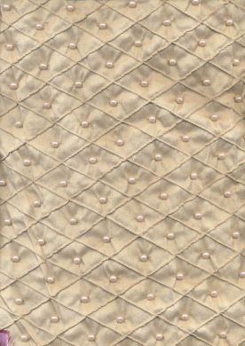 SILK DUPIONI~beige pintuck design &amp; w/ CENTRE BEADS 51&quot; wide