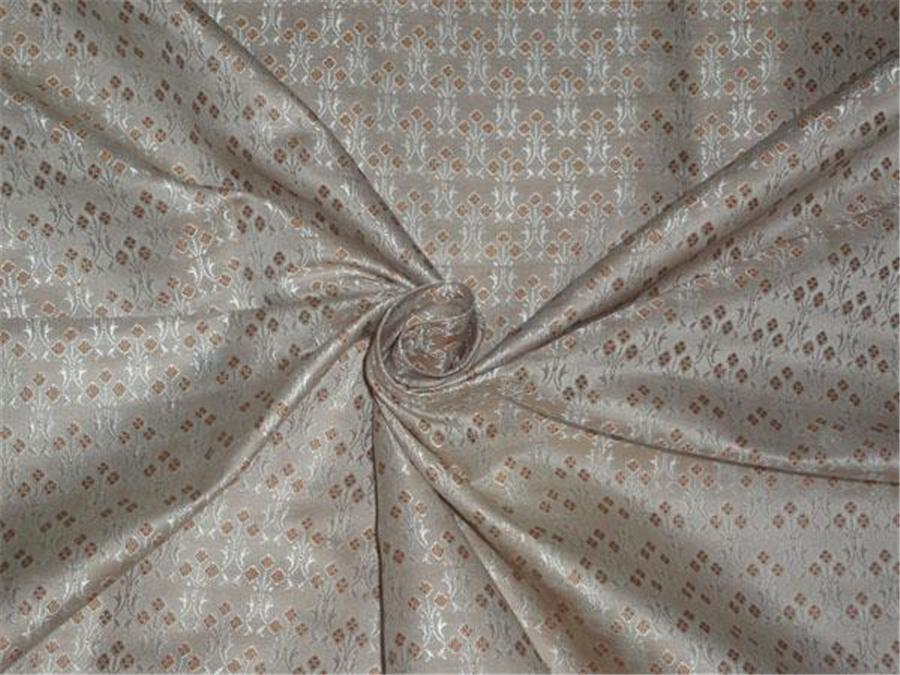 Brocade fabric Brown X Silver Color 44&quot;