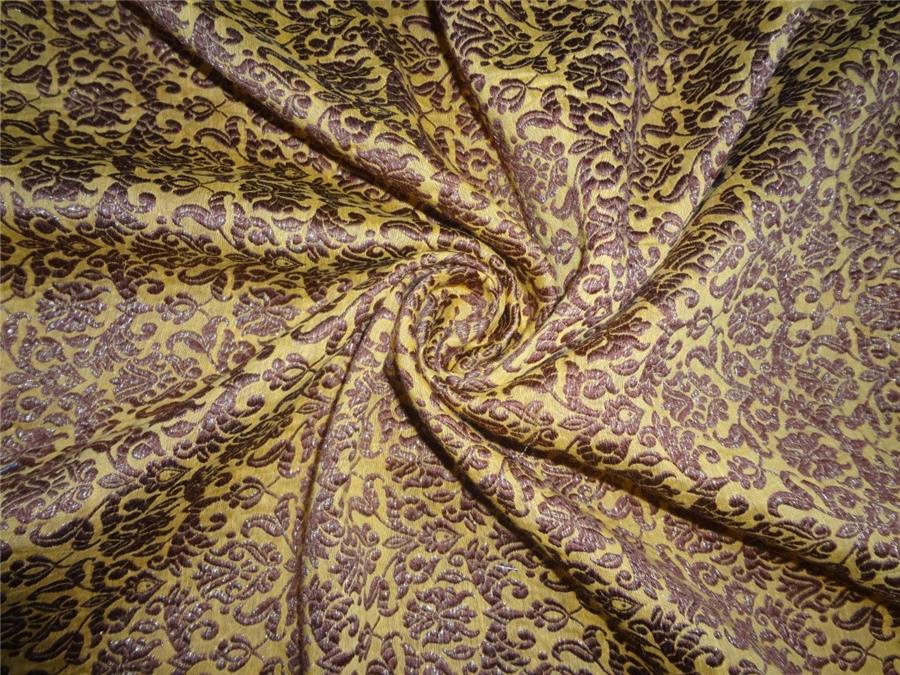 Brocade fabric Mustard X Metallic Gold Color 44&quot;Cut Pcs 3.25 yrds
