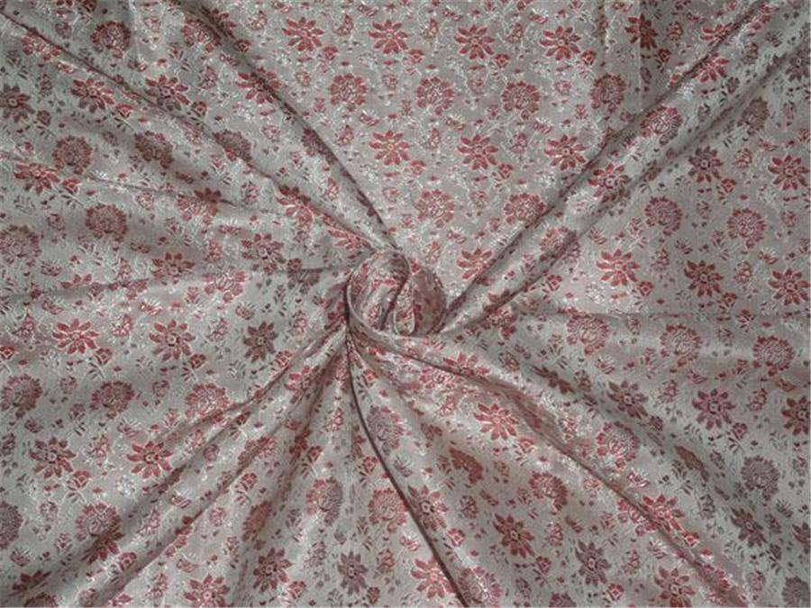 Brocade fabric Red X Silver Color 44&quot;