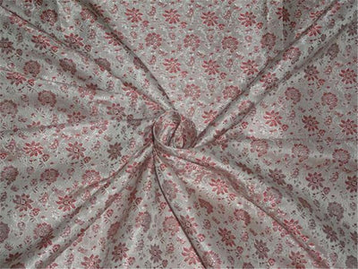 Brocade fabric Red X Silver Color 44&quot;