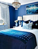 SILK BROCADE FABRIC Black &amp; Ink Blue 44&quot;