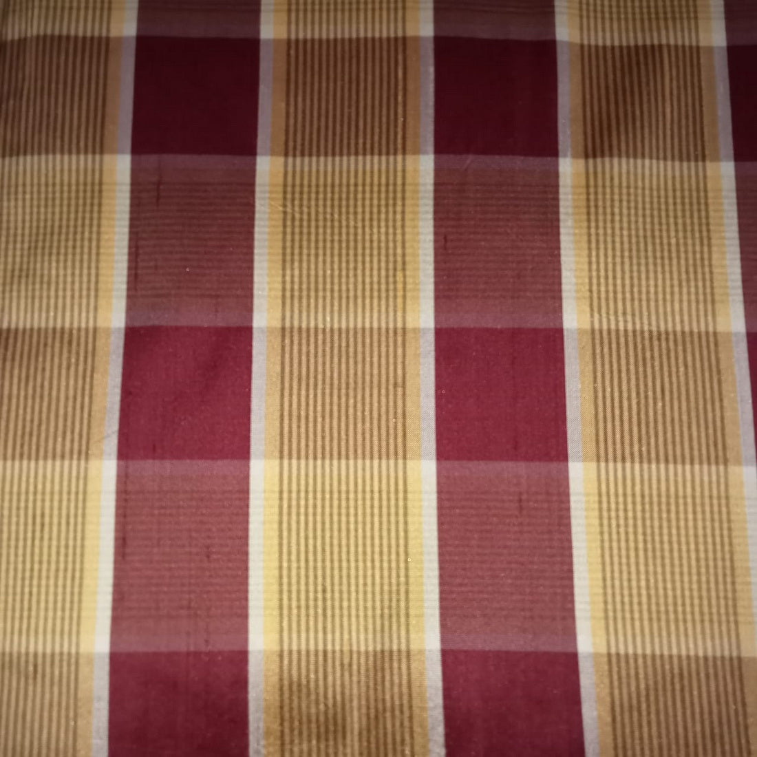 100% silk dupion red gold plaids fabric  54&quot; wide DUPNEWC8[4]