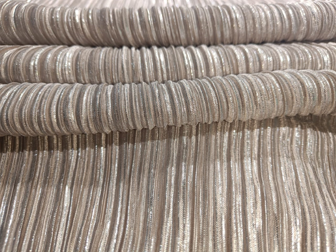 Lurex Pleated Fabric Gold and Silver color 58"~wide