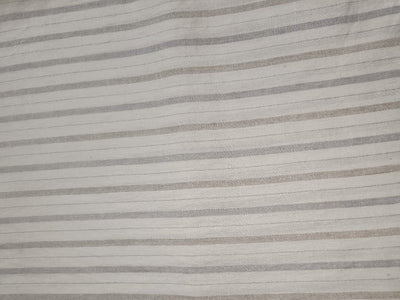 100% pure linen ivory with silver lurex stripe fabric 54&quot; wide [11760]