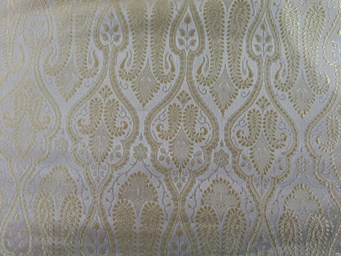 Silk brocade butter  gold  paisley 44" BRO35[4] single length 1.55 yards