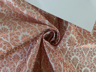 Silk Brocade jacquard fabric with metallic copper color 44" wide BRO870[3]