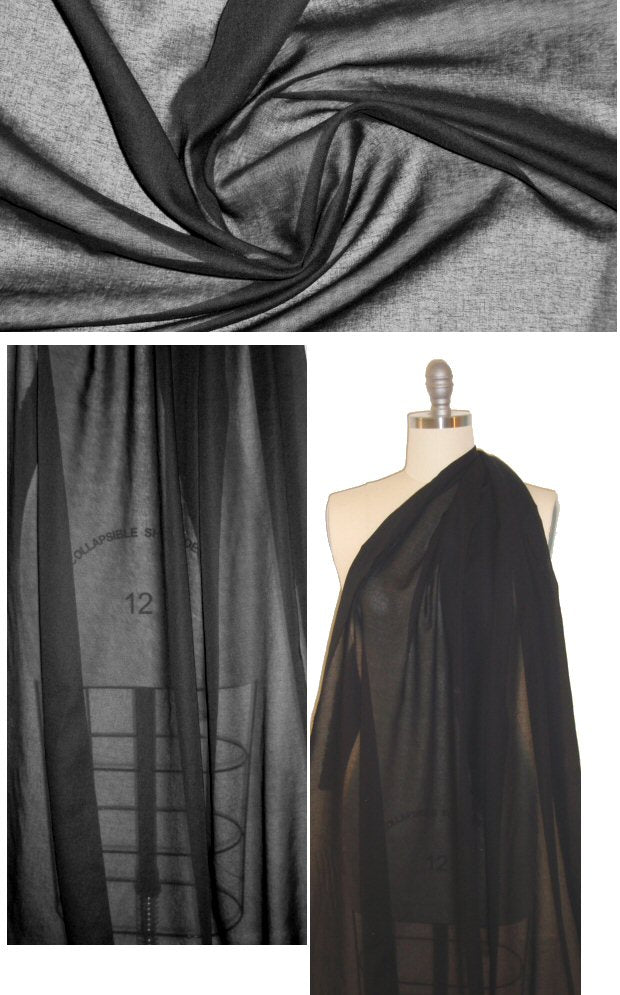 DEEPEST BLACK SHEER COTTON fabric 44