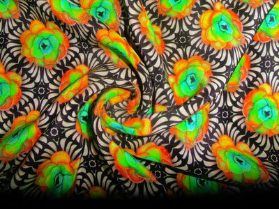 pure silk CDC crepe printed fabric 16 mm weight 44&quot;