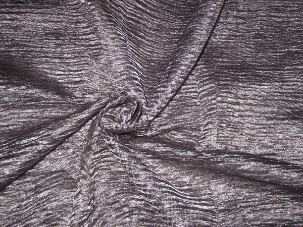 crushed sheer Dark Steel silk metalic tissue fabric