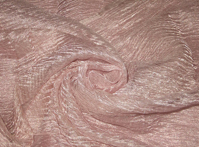 Silk metallic tissue crushed sheer Baby Pink fabric [2077]