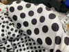 Polka Dotted black and white print Scuba Knit fabric thin ~ 59&quot; wide[12093]