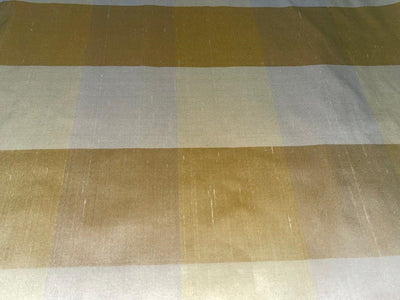 100% silk dupion fabric IVORY CREAM AND GOLD PLAIDS brown and gold ~ 54" wide DUPNEWC21[1]