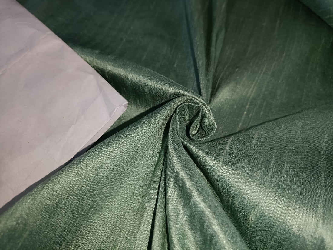 100% PURE SILK DUPIONI FABRIC GOBLIN GREEN 54&quot; WITH SLUBS* MM74[2]