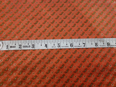 Silk Brocade~Width 44&quot;Orange,Green &amp; Gold Color single length 1 yard only