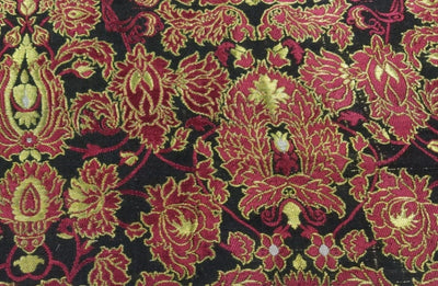 Heavy Silk Brocade Fabric Wine Red,Black & Gold 44" wide BRO67[4]
