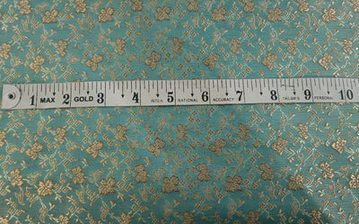 BROCADE jacquard FABRIC Sea Blue & Gold color floral butterflies 44" WIDE BRO22[1]
