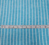 Superb Quality Linen Club Turquoise Blue with white horizontal stripe Fabric 58" wide