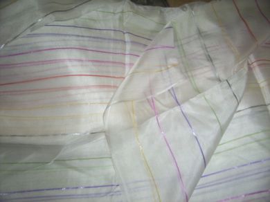 Super soft silk fabric w/ coloured stripes