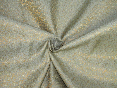 Brocade fabric Blueish grey x metallic gold color 44&quot; wide