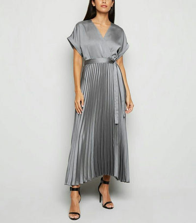 Grey color Polyester Pleated Fabric ~ 58&quot; Wide