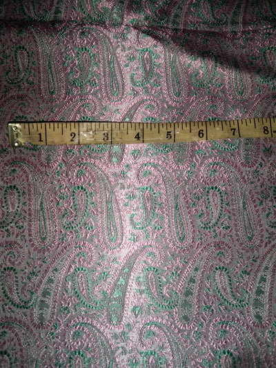 Brocade fabric Pastel Green &amp; Pink Color 44" wide BRO258[3]