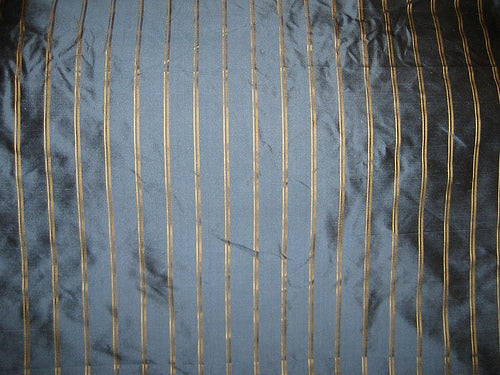 Silk Dupioni Fabric Greyish Blue with gold satin stripe Get in touch to custom make for bulk orders
