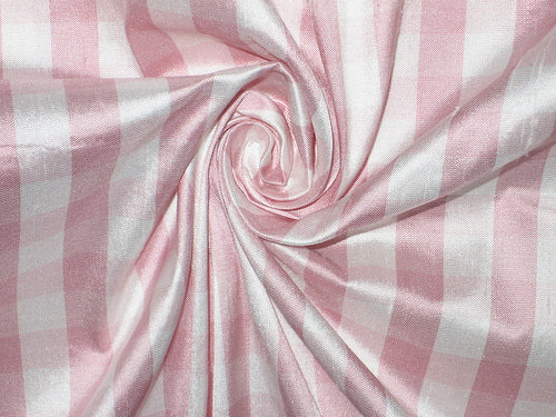 Silk Dupioni Fabric Baby Pink & Ivory color Plaids 54&quot; wide