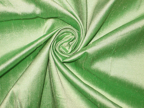 SILK Dupioni FABRIC 44&quot; Light Green with ivory shot