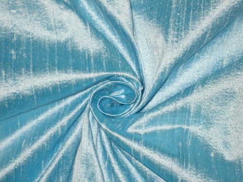 100% Pure SILK Dupioni FABRIC Heavenly Blue colour 44&quot; wide WITH SLUBS DUP135[2]/MM65