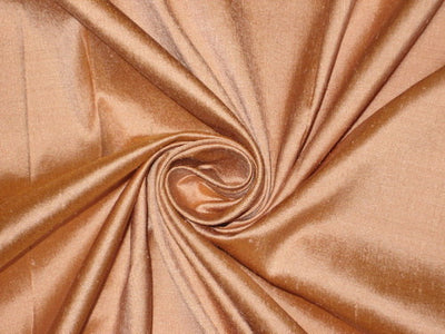 100% Pure SILK Dupion FABRIC Peachy Rose with Orangeish Mustard Shot colour 108" wide